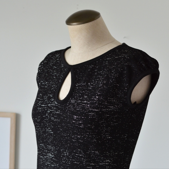 black sparkle sheath dress with front keyhole, small - Picture 5 of 12